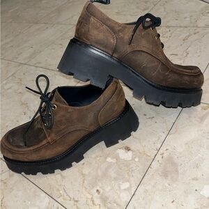 CELINE TRIOMPHE DERBIE Boots, Waxed Suede Shoes Women’s Sz 39 / 8.5 US